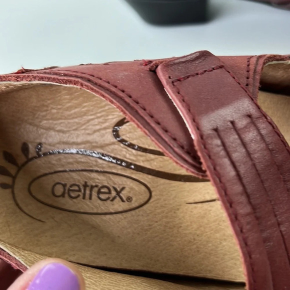 Aetrex Essence  Red Leather Heeled Mary Janes - Picture 7 of 10